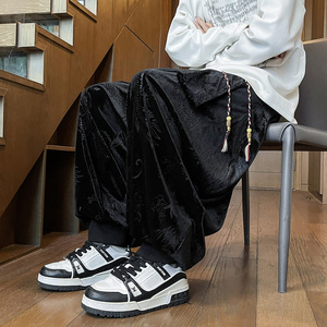 风I小众设计金丝绒龙纹九分裤哈伦裤飞鼠裤K259-P68控88图片