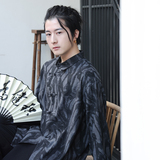 新中式风H风扎染链条嘻哈暗纹盘扣衬衫t桖男CS20-P68控88，男装T恤，电商A005-1