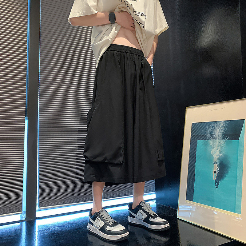 阔腿裤C潮马裤机能工装大口袋冰丝七分短裤男DK111-P55控78图片