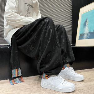 风民族风G复古中式树叶灯芯绒大裤裆舞蹈阔腿裤K200-P68控88图片