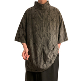 风H新中式风高领盘扣破洞镂空乞丐装冰丝t恤T35-P68控88，男装T恤，电商A005-1