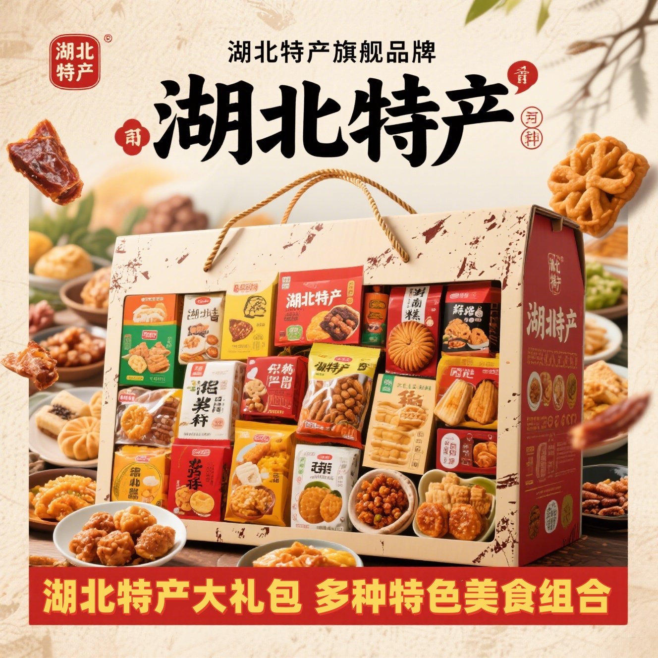 湖北特产糕点武汉热干面鸭脖武昌鱼腊肉孝感麻糖年货节伴手礼盒装