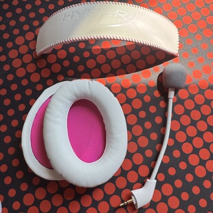 飓风2白粉耳机麦克风耳套原配拆机件游戏耳麦耳罩海绵头梁替换白