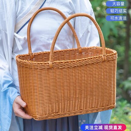 纯手工环保藤编织菜篮子 大容量 美观大方 结实耐用