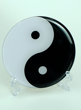 8CM黑白太极黄铜印刷款滴胶款墙贴调节室内气场装饰用品