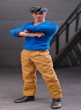 1/12兵人衣服男6寸可动人偶SHF 方大头素体龙历险记休闲裤T恤配件