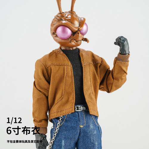 1/12新款兵人衣服男6寸可动人偶方大头VT GW壮素体布衣夹克