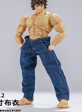 现货1/12兵人衣服男romankey6寸方头人NW ant无界宽松潮流牛仔裤