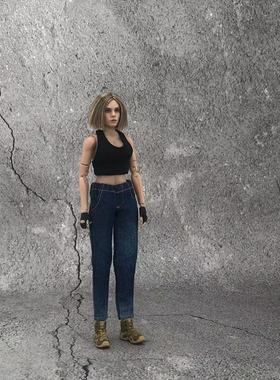 现货1/12兵人衣服 女生TBL素体现代6寸机娘手办洗水牛仔裤