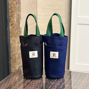 新款简约帆布加厚手提纯色水杯袋焖烧杯包保温杯套雨伞包