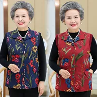 Trung niên vest vest bà in vest ve áo mùa xuân và mùa thu mẫu kích thước lớn của phụ nữ vợ mỏng phần ông già áo khoác - Áo vest áo kiểu nữ đẹp tuổi 35