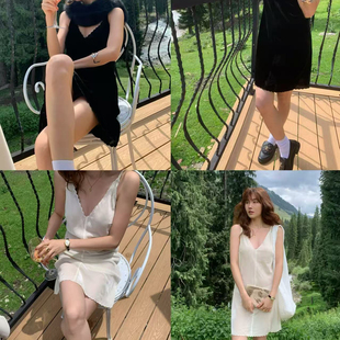 ALL 复古小女人丝绒背心连衣裙6159 法式