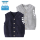 坎肩外穿男童宝宝马夹薄 儿童V领背心开衫 儿童马甲男孩春秋装 新款