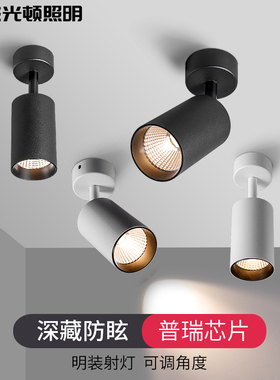 cob明装射灯防眩可调角度家用聚光小吸顶式店铺商用led天花灯筒灯