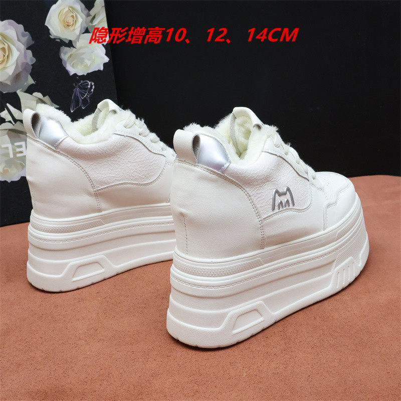 12cm内增高小白鞋女加厚绒棉鞋厚底松糕鞋10-12cm小个子白色板鞋
