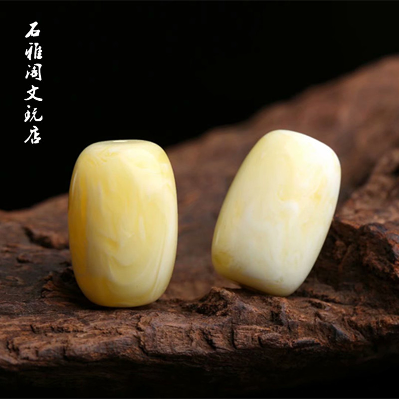 俄料白花蜜蜡桶珠腰珠枣珠锁骨珠配饰鸡油黄白蜜蜡金刚星月菩提