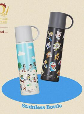 日本代购藤子90周年限定niko and哆啦A梦保温杯机器猫304不锈钢杯