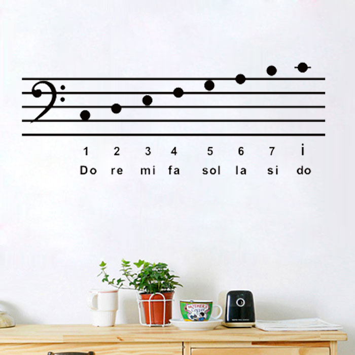 低音五线谱音区墙贴纸教室幼儿园培训班贴画儿童房早教镂空防水贴