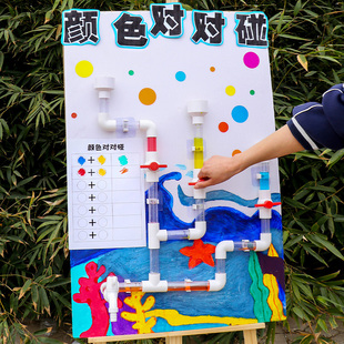 幼儿园中班大班科学区颜色对对碰色素儿童实验材料墙面玩水管道
