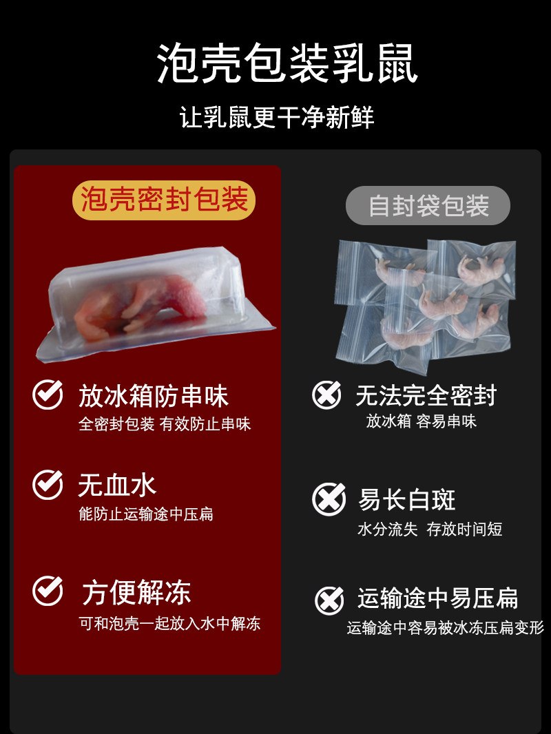 冷冻乳鼠小老鼠幼鼠冰冻小白鼠独立包装喂蛇喂猫喂龟湖南发货 - 实物图