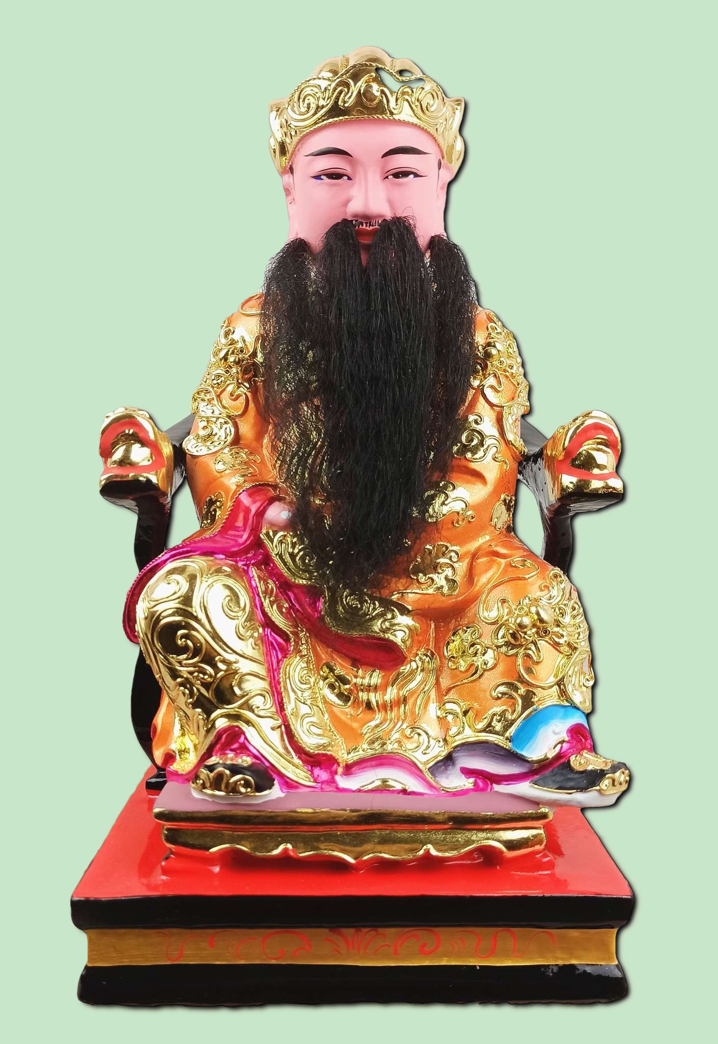 保生大帝佛像供奉家用香樟木实木雕刻吴真人大道公神像摆件