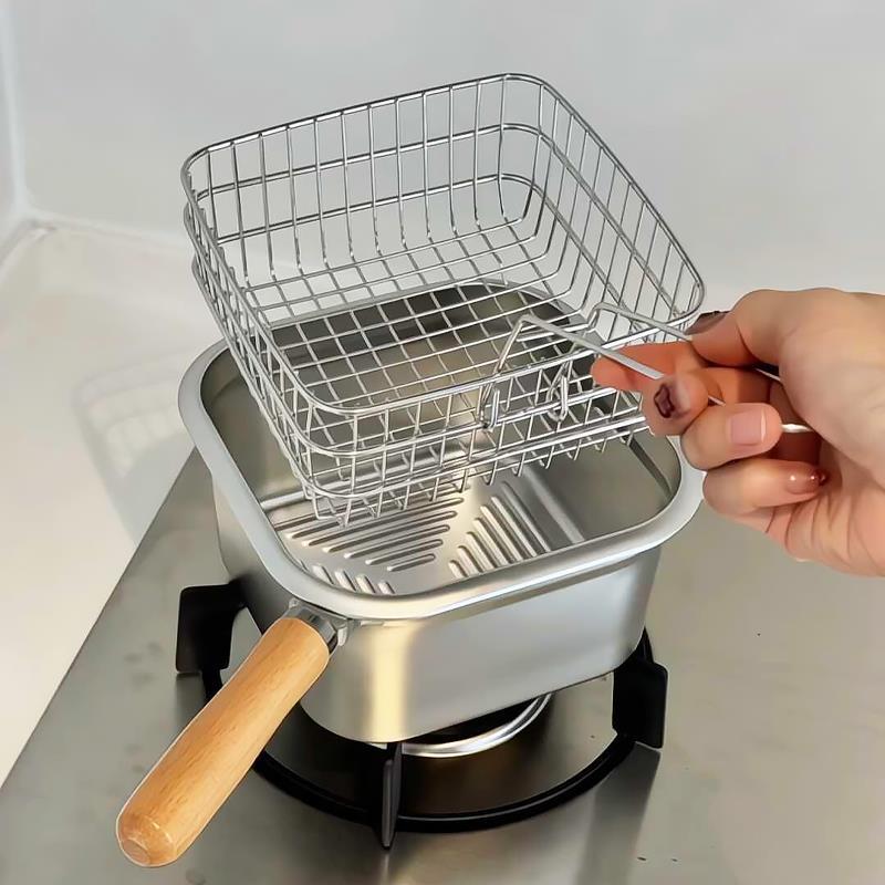 不锈钢小锅多功能小型家用蒸煮炒煎一体油炸锅便携户外密封保鲜盒