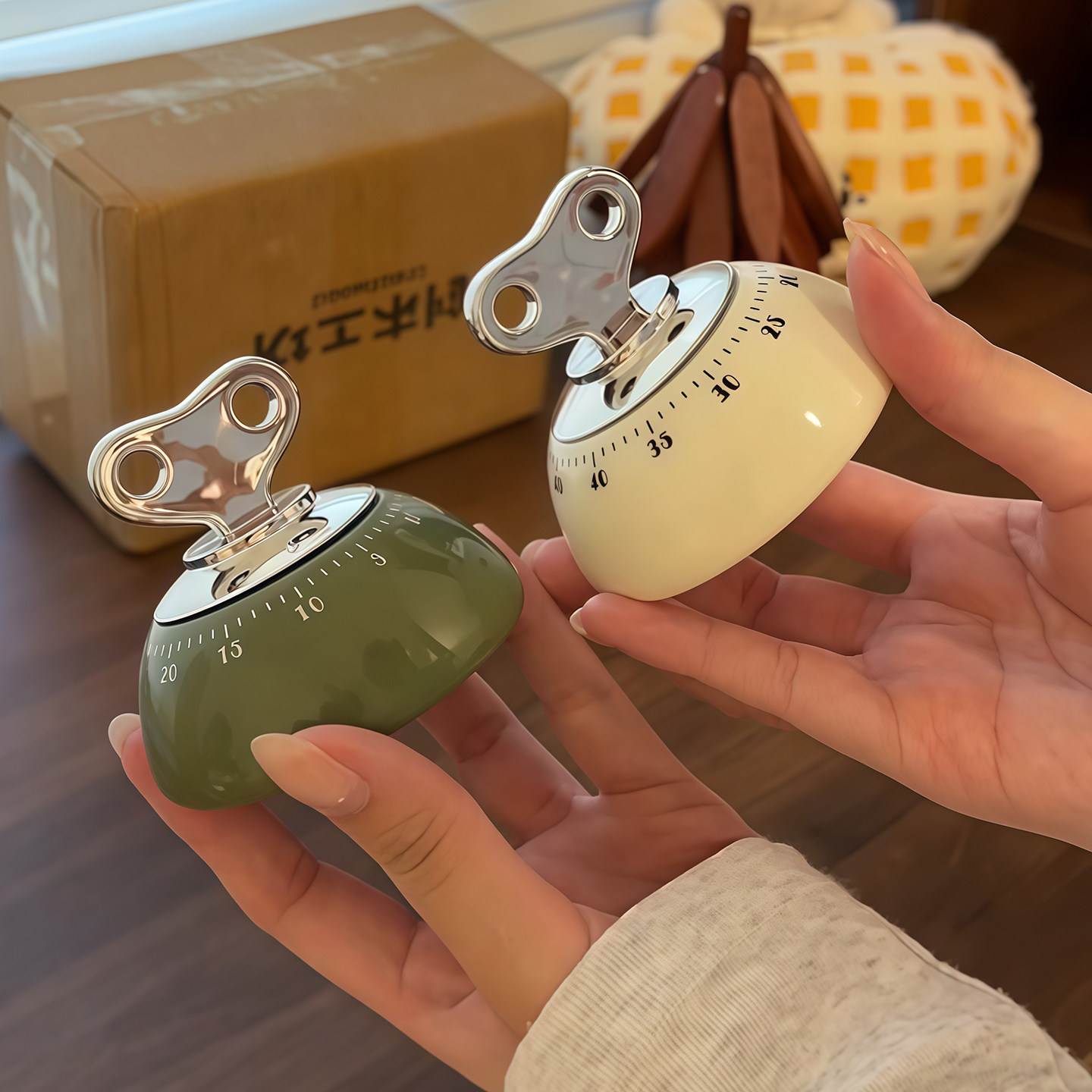 厨房小白救星！复古发条磁吸计时器做饭定时提醒器烹饪倒计时闹钟