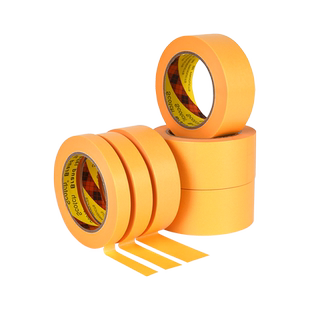 3M244美纹纸胶带黄色和纸胶带无痕耐高温3D打印模型遮盖汽车喷漆喷涂烤漆遮蔽胶带船舶胶纸分色纸手撕胶带50M