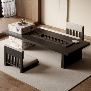 榻榻米地台茶桌实木矮桌客厅简约茶几桌一体式泡茶台高级飘窗小桌