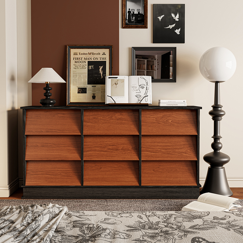 派歌实木斗柜中古风玄关柜边柜