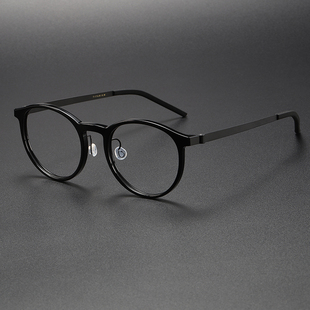 林德系列近视眼镜框全框1836复古圆框大脸防蓝光超轻纯钛眼镜框女