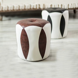 凳圆凳实木皮凳子简约现代创意梳妆凳茶几凳小板凳坐墩小皮墩 换鞋