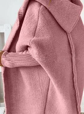 2024 New cardigan coat casual knit jacket 针织连帽蝙蝠袖外套