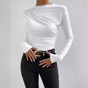 2024 Bottom Shirt Long sleeved T-shirt Womens Top