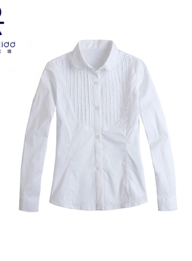 伊顿纪德校服衬衣白色学院春秋纯色女长袖衬衫09C202