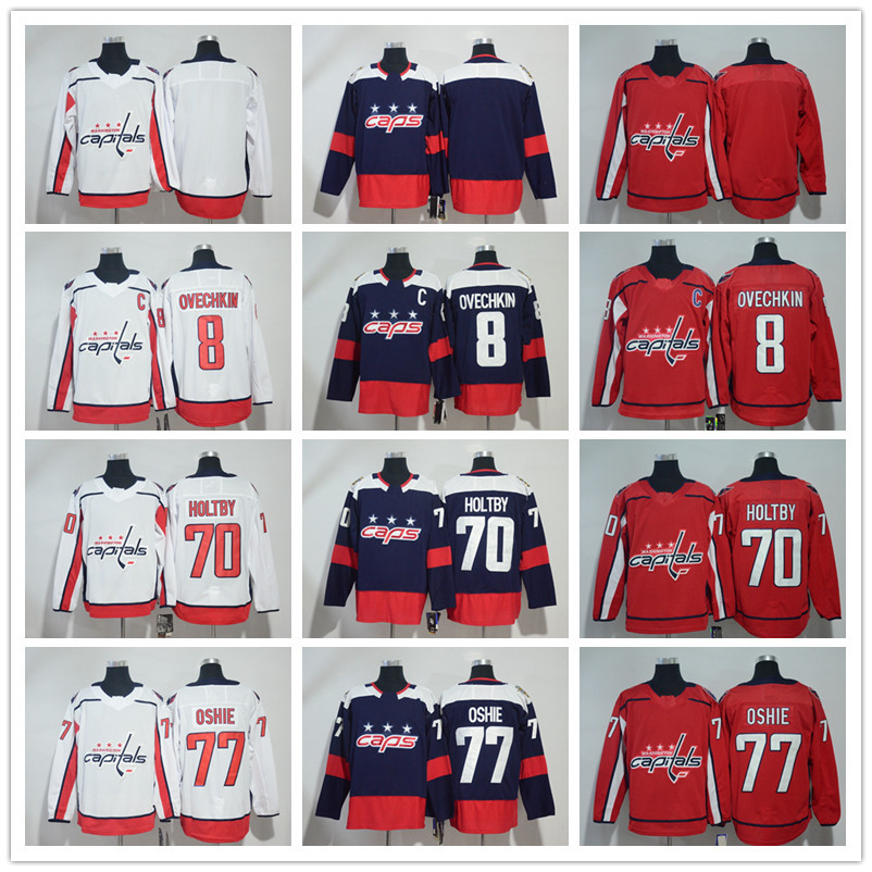 NHL球衣 华盛顿首都队8#70#77#黑白红色冰球球衣，支持代发