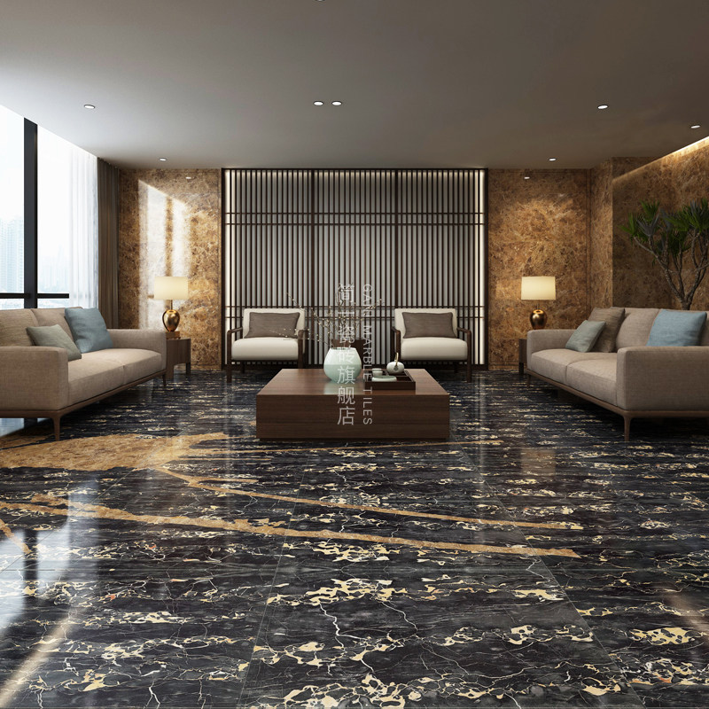 简一大理石瓷砖 凡尔赛金高档轻奢客厅大堂浴室地面防滑瓷砖