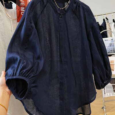 2026早春女装宽松休闲慵懒风松弛感高端苎麻防晒衬衫薄款上衣