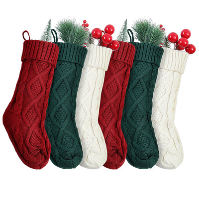 Large Christmas Socks Candy Bag Knitted Gift Bag圣诞袜糖果袋