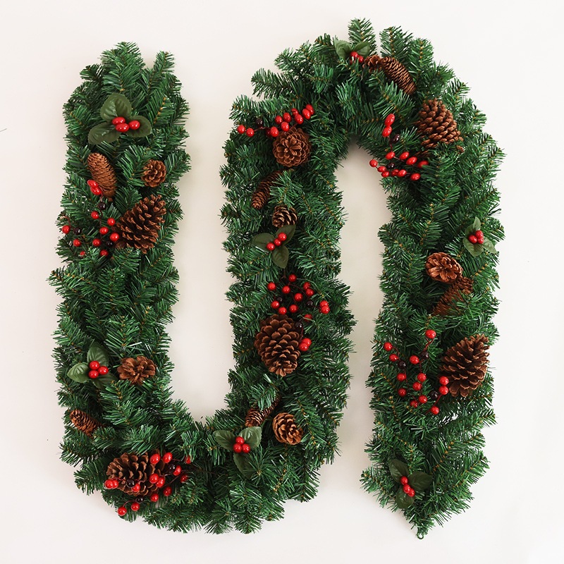 2.7M Christmas rattan encrypted with pine cones圣诞藤条松果