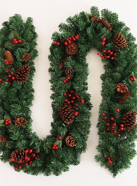 2.7M Christmas rattan encrypted with pine cones圣诞藤条松果