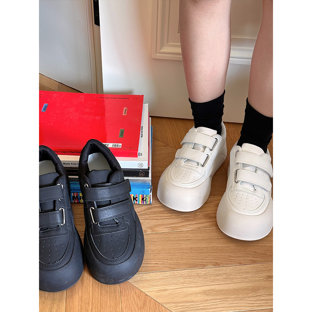 魔术贴厚底鞋子休闲学生小白鞋