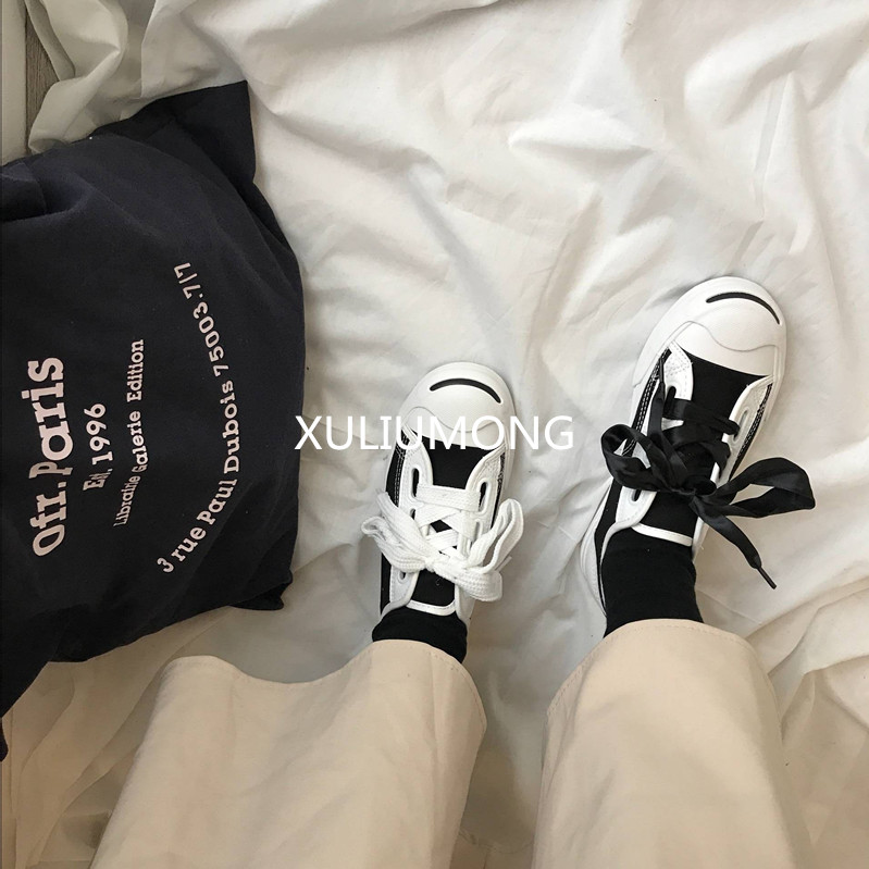 许刘芒 韩版ulzzang韩风小白鞋女学生原宿布鞋港风板鞋ins帆布鞋
