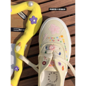 百搭艺术可爱学生奶黄帆布鞋 许刘芒 女 新品 涂鸦小白鞋 原创款 夏季