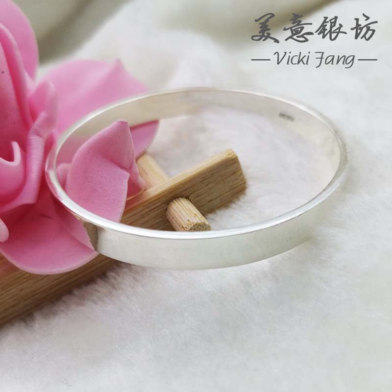 闭口光面手镯环七夕情人节足银