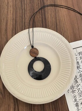 不规则琥珀色吊坠挂脖项链女新中式小众高级感毛衣链气质百搭配