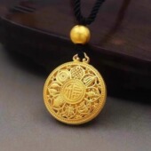 2026新款 情侣百搭镂空设计吊坠配黑绳 金色八宝罗盘项链男女同款