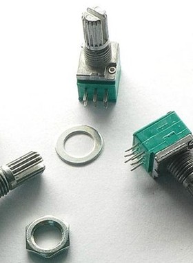 绿色双联6脚 B503 音响功放/密封电位器B50K 柄长15MM 配垫片螺母