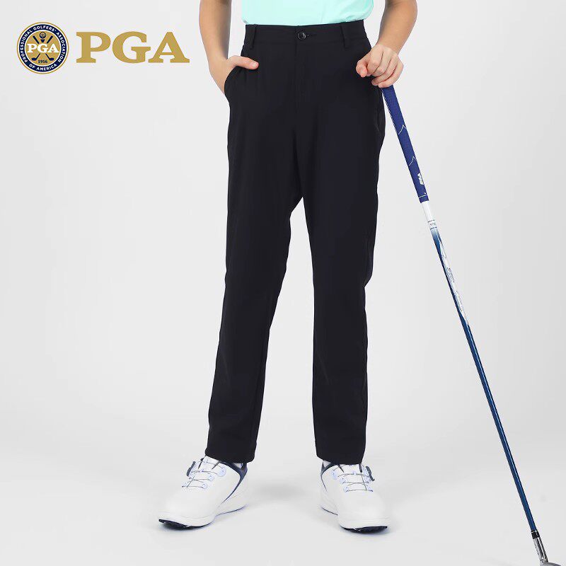 PGA 弹力腰带 儿童高尔夫裤子 男童运动长裤 透气孔设计 弹力舒适
