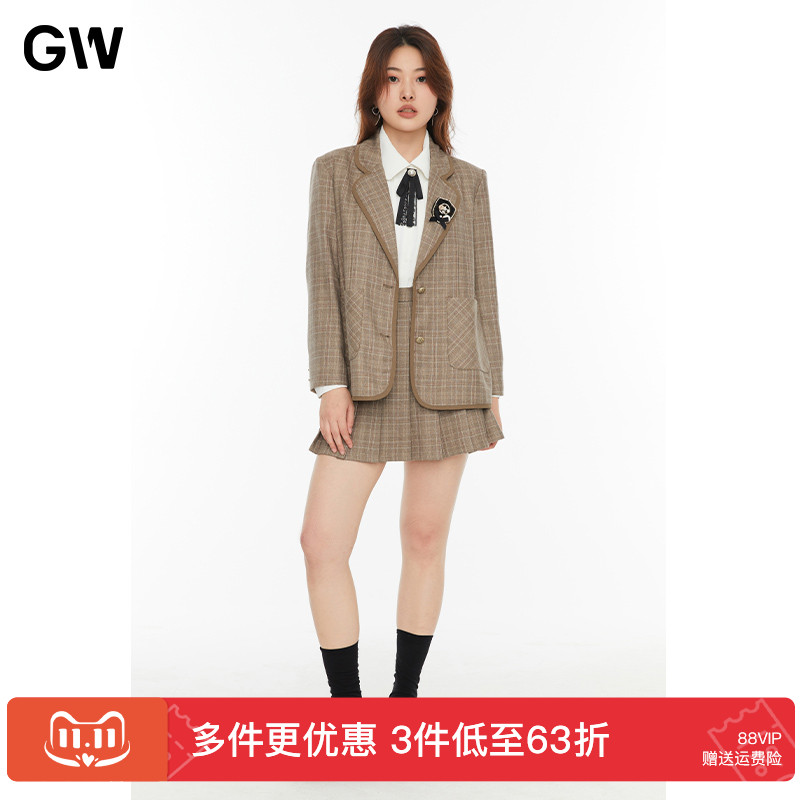 gw大码秋季西装外套半身裙学院风